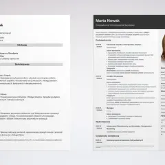 CV Marty Nowak, doświadczonej koordynatorki sprzedaży, z kluczowymi umiejętnościami w zarządzaniu i budowaniu relacji.