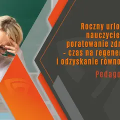 Zmęczona nauczycielka z bólem głowy. Roczny urlop zdrowotny dla kogo? Czas na regenerację i odzyskanie równowagi.