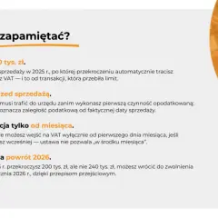Co musisz zapamiętać o VAT? Limit 200 tys. zł sprzedaży w 2025 r. Zgłoszenie VAT-R przed sprzedażą. Rezygnacja od miesiąca. Powrót do zwolnienia w 2026 r.