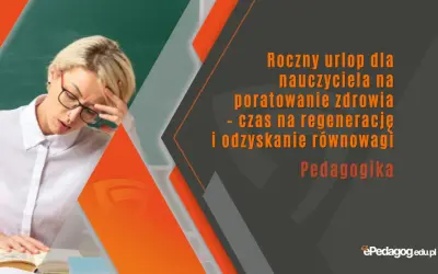 Zmęczona nauczycielka z bólem głowy. Roczny urlop zdrowotny dla kogo? Czas na regenerację i odzyskanie równowagi.