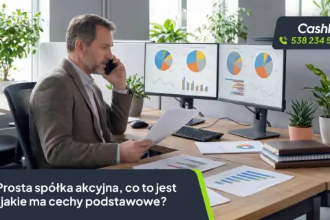 Mężczyzna rozmawia przez telefon, analizując wykresy. Czy prosta spółka akcyjna to dobry wybór dla Twojego biznesu?