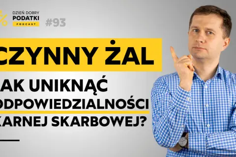 Czynny żal do urzędu skarbowego: jak uniknąć odpowiedzialności karnej skarbowej? Podcast #93. Mężczyzna wskazuje palcem.