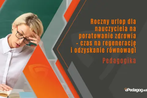Zmęczona nauczycielka z bólem głowy. Roczny urlop zdrowotny dla kogo? Czas na regenerację i odzyskanie równowagi.