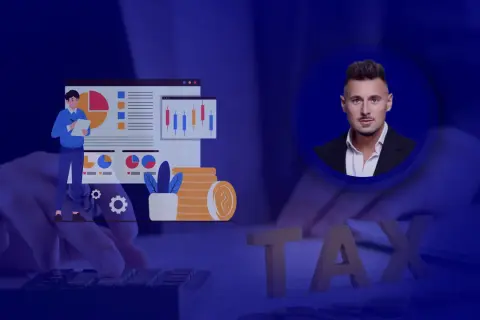 Grafika przedstawia analizę finansową i słowo TAX. Może nawiązywać do art. 113 ust. 1 ustawy o VAT.